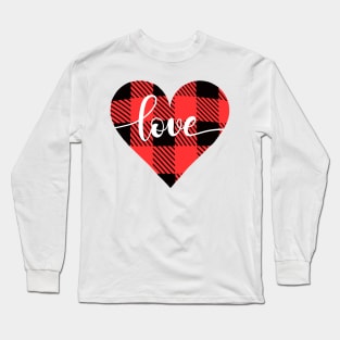 Valentine's Day Buffalo Plaid Heart Long Sleeve T-Shirt